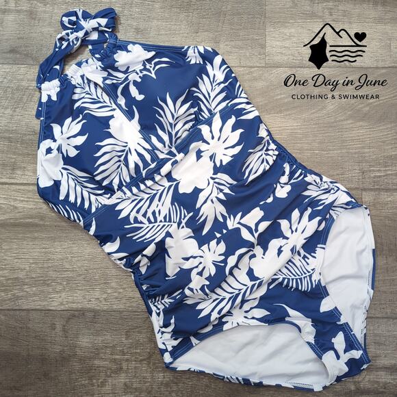 Charmleaks Halter Tummy Control Palm Leaf One Piece Size L - Picture 2 of 5